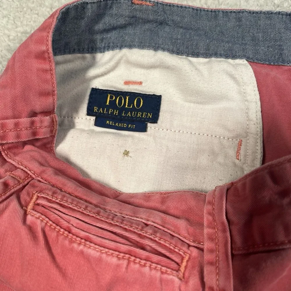 Polo‎ Ralph Lauren Chino Shorts Mens 36 Red Relaxed Fit Cotton Twill Pony Logo